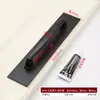 Maçaneta de Porta Sem Furo para Portas de Madeira, Portas de Vidro Corrediço e Aço Plástico, Maçaneta Exposta de Liga de Alumínio Preta, Espessada