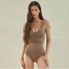 Moda Nuevo Traje de Baño Estilo Sling para Mujer Color Sólido Espalda Descubierta Sexy Europeo y Americano Adelgazante Pecho Pequeño Realce Traje de Baño Sexy