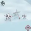 Pendientes Aifulu Estéreo Brillantes de Estrella de Cinco Puntas Joyería de Plata de Ley S925 Pendientes Tapones para las Orejas Roscados para Mujer Pendientes Versátiles