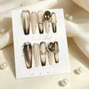 Uñas postizas hechas a mano de alta gama, largas, color nude, ojo de gato, boutique, sentido avanzado, piezas de uñas postizas dedicadas, para mostrar temperamento, blanco