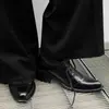 Zapatos derby de punta para hombre, zapatos de mago a la moda, zapatos de cuero de punta cuadrada con suela gruesa, zapatos de cuero casual retro de alta gama para hombre