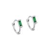 Brincos Pequenos Femininos Retangulares de Zircônia Esmeralda Incrustados com Diamante em Prata de Lei S925 Banhados a Ouro K Elegante Japonês e Coreano Leve Luxo