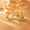 Brincos em U de Pedra Olho de Gato Colorida, Moda Dopamina Fresca e Doce de Verão, Brincos de Alto Padrão, Presilhas de Orelha Estilo Elegante