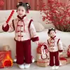 Conjunto de Ropa de Año Nuevo para Niñas, Acolchado y Engrosado, Traje Rojo Festivo Tang para Niños, Nueva Colección Invierno 2025