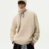 Tejidos de punto Henley Retro Americano Otoño e Invierno 2025 para Hombres y Mujeres, Tejidos de Punto de Cuello Redondo con Atmósfera Relajada y Perezosa, Versátiles y Modernos