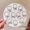 Elástico de Cabelo Infantil Prata com Laço e Pedras, Anel de Polegar, Estilo Doce e Descolado para Meninas, Corda de Cabelo Trançada, Elástico de Cabelo para Bebê