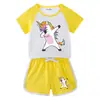 Set de unicornio unicornio unicornio Verano Nuevo Ropa para Niños Camiseta de Manga Corta Pantalones Cortos Casual Conjunto de Dos Piezas Moderno