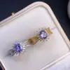 Anillo de Tanzanita Natural Plata 925 Anillo Incrustado Joyería Llamativa de Lujo Transfronteriza Venta Caliente en Transmisión en Vivo