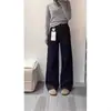 Jeans Azul Escuro Reto 2026 para Mulheres com Corpo em Pera, Tamanho Grande, Cintura Alta, Cobre o Quadril, Calças de Perna Larga Emagrecedoras, Tendência