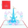 Impresión a Color Torre Eiffel y Mariposa Tarjeta de Felicitación 3D Regalo Personalizado Regalo de Cumpleaños Tarjeta con Mensaje de Bendición