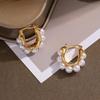 Brincos de pérola Brincos de pérola Feminino Light Luxury High-end Elegante Retro Ring Ear Buckle 18K Simples Moda Nicho All-match Brincos
