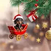 Nova decoração de Natal transfronteiriça em estoque pingente plano de acrílico para carro enfeites de árvore de Natal pingentes acessórios para mochila