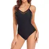 Novo Maiô Conservador Feminino Amazon Maiô Sexy de Tela Cor Sólida Maiô Peça Única Europeu e Americano