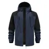 Chaqueta con capucha para hombre de estilo urbano americano, estilo primavera y otoño, bloques de color blanco y negro, abrigo cortavientos versátil de moda para jóvenes
