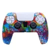 Funda de Silicona para PS5 Funda de Silicona para Mando de Juego Funda con Marca de Agua Camuflada Funda Protectora Tacto Spray de Aceite Funda de Acuarela Accesorios para PS5