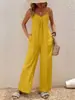 2026 Verano Comercio Transfronterizo Amazon Ropa para Mujer Mono con Tira Ajustable Estilo Vacaciones Color Sólido Elegante Ropa para Mujer