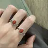 Anel de Prata Rhythm S925 Prata Pura Ágata Vermelha do Sul Turquesa Estilo Étnico Anel de Prata Ajustável Banda Lisa Anel Versátil de Alta Qualidade para Mulheres