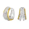 Pendientes de Aro de Dos Tonos con Líneas Cruzadas Yanbai para Mujer, Aretes de Diseño Novedoso con Estilo, Estilo Minimalista Fresco, Pendientes de Circonita de Lujo Ligero