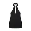 Comércio Exterior Atacadista Transfronteiriço 2026 Novo Verão Europeu e Americano Estilo Moda Sexy Costas Nuas Decote Halter Mini Vestido