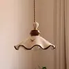 Luminária pendente floral, luminária de cabeceira, luminária de corredor estilo vintage, luminária de madeira maciça estilo creme com 6 luzes, luminária pendente em forma de espinha de peixe sem chama