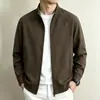 Suéter masculino de mistura de lã e seda, nova coleção outono/inverno 2026, gola alta, com zíper, de manga longa, jaqueta confortável