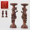 Ornamentos de Castiçal de Latão Duplo Dragão Lótus Atacado, Castiçal de Latão Duplo Dragão Finamente Trabalhado Tartaruga e Garça Decorações para Casa Casamento