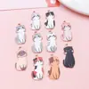 Lámpara Colgante de Aleación con Colgante de Gato Estampado Lindo Suave Borde Dorado Gato Pequeño Mascota Hecho a Mano Pegamento de Crema Accesorios de Joyería DIY Venta al por Mayor