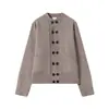 Suéter cárdigan de doble botonadura estilo perezoso de otoño e invierno para mujer, corte holgado coreano, chaqueta de punto de moda versátil casual de manga larga