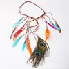 Acessórios de Cabelo de Pena Colorida Indiana Transfronteiriça, Cocar Boêmio de Pena de Pavão, Faixa de Cabelo de Estilo Étnico para Fotos de Praia