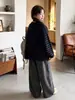 Conjunto de otoño para niña: Conjunto de cárdigan de punto a rayas estilo coreano con pantalones anchos grises, un conjunto casual de dos piezas para niños mayores, nueva colección de otoño