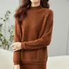 Suéter 100% cachemira pura para mujer, cuello semi-alto, engrosado, nuevo estilo otoño e invierno, estilo casual, capa interior de punto de manga larga