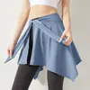Falda cruzada Falda con tiras Cubre cadera Adelgazante Anti-luz Yoga Fitness Falda de longitud media Falda exterior de baile