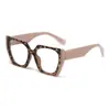 Gafas que Cambian de Color con Filtro de Luz Azul, con Bloqueo de Color y Montura Grande de Contraste, Montura de Gafas de Estilo Europeo y Americano Simple Transfronterizo, Gafas Personalizadas sin Graduación con Estampado de Leopardo