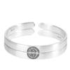 Producto Humano Plata Plata Pura 999 Esmerilado Doble Felicidad Brazalete Abierto Moda Simple Pulsera para Mujer Par Transfronterizo