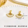 Abanico Plegable Hueco Estilo Chino Antiguo con Colgante de Gota de Agua y Circonita para Mujer