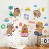 Adesivos de Parede com Padrão de Capivara Azulejos Decorativos Papel de Parede Revestimento de Parede Adesivos de Parede Furo Feio Adesivos de Parede Desenho Animado