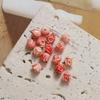 Aretes de Capullo de Rosa Perforados Color Polvo de Concha Fresco Estilo Japonés y Coreano Combinan con Todo para Mujer Cuentas DIY Accesorios de Joyería