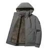 Nueva Chaqueta de Algodón Acolchada Otoño e Invierno para Hombre con Forro de Terciopelo Espeso, con Capucha, Chaqueta de Algodón para Personas de Mediana Edad y Mayores, Abrigo de Algodón con Capucha Desmontable, Parte Superior Cálida a Prueba de Viento