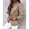 Exportación Transfronteriza Ropa Europea y Americana Otoño e Invierno 2025 Manga Larga Doble Botonadura Casual Estampado Traje Pequeño Chaqueta de Lana Ajustada
