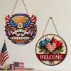Nueva Decoración Colgante de Madera 2D de Águila Voladora del Día de la Independencia para Puerta y Ventana, Decoración de Pared para Atmósfera Festiva