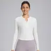 Camisa Henley de Manga Larga con Hilo de Plata Modal Ropa de Yoga para Mujer Sensación Nude Amigable con la Piel Costillado Botones Arriba Capa Base Ropa Deportiva