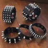 Pulsera de Cuero de PU Multicapa con Diseño de Remaches Puntiagudos Punk Rock para Hombre Transfronteriza No Convencional Correa de Muñeca Pulsera Festiva