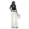 Outono 2026 Novo Tendência Retrô Americano Bloco de Cores Listrado Branco Cintura Baixa Silhueta Emagrecedora Calça Flare Feminina Dropshipping