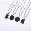 Collar de Acero Inoxidable con Colgante Geométrico Negro Forma de Gota de Aceite Transfronterizo Europeo y Americano Street Hip Hop Personalidad para Hombres y Mujeres
