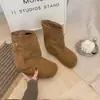 Botas apiladas estilo Melard para mujer 2026 otoño e invierno nuevas botas plisadas de media pantorrilla sensación retro relajada con falda botas para mujer