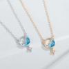 Collar Original de Plata de Ley 925 Estrella Luna Femenino Ins Estilo Coreano Diseño Colgante Caperucita Roja Mismo Estilo Estrella Perseguidora de Sueños Río de Estrellas Cadena para Clavícula