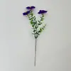 Popular Flor de Amor-Perfeito Artificial de 5 Galhos em Roxo, Amarelo, Branco e Rosa, Flor Artificial de Grama de Primavera para Decoração de Jardim Externo