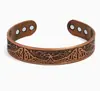 Conjunto Popular Magnético de Pulseira e Anel Transfronteiriço, Design Floral Retrô Europeu e Americano, Acabamento Escovado de Cobre Vermelho Antigo, Joia de Casal Estilo Vintage