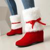 Botas de Nieve para Mujer para Otoño e Invierno, Botines que Aumentan la Altura con Lindo Moño para Navidad y Festival de Primavera, Festivas Botas de Boda para Mujer