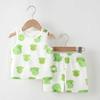 Traje de Chaleco para Niños Verano Delgado Algodón Puro Sin Hueso Ropa para el Hogar Niños y Niñas Chaleco sin Mangas para Bebé Pantalones Cortos Cubierta